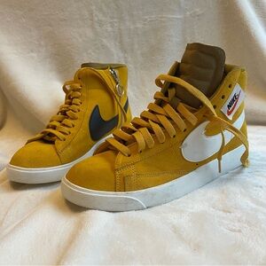 Nike Blazer Rebel Yellow Mustard Suede Deconstructed High Top Sneakers